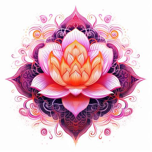 Youthful energy with lotus flower on white background