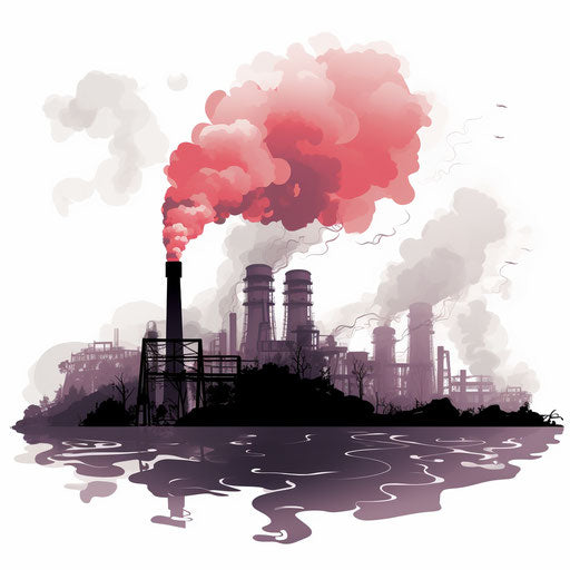 Air pollution clipart in Chiaroscuro Art style, on white background