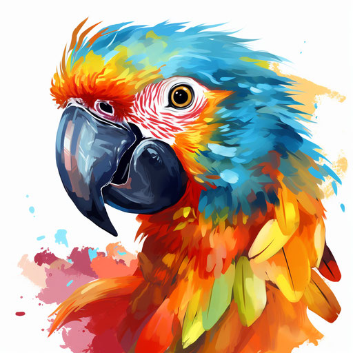 Parrot clipart in the style of Oil painting, on a white background