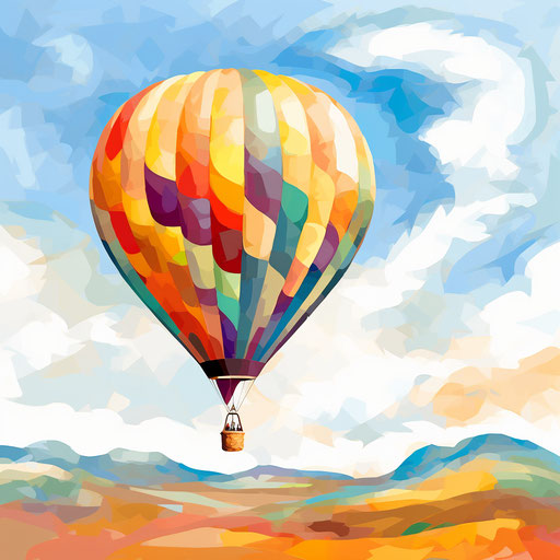 Hot air balloon clipart in the style of Impressionistic Art