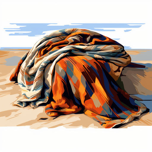Blanket clipart in the style of Oil painting, on a white background