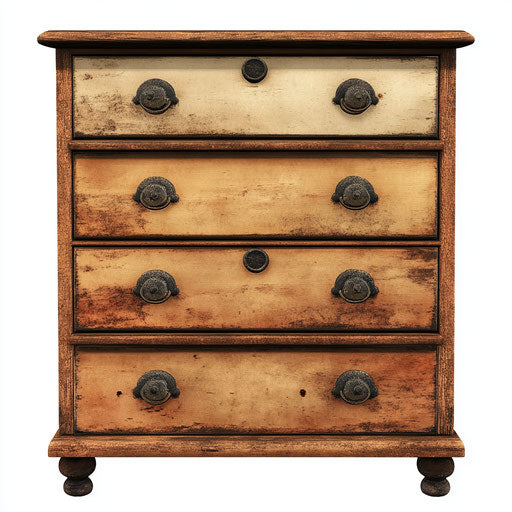 Realistic illustration of a Chest of Drawers, high resolution, no background, isolated
