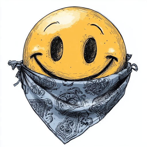 Flat tattoo sketch smiley tattoo with bandana clipart style