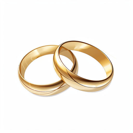 Minimalist style wedding ring clipart on white background