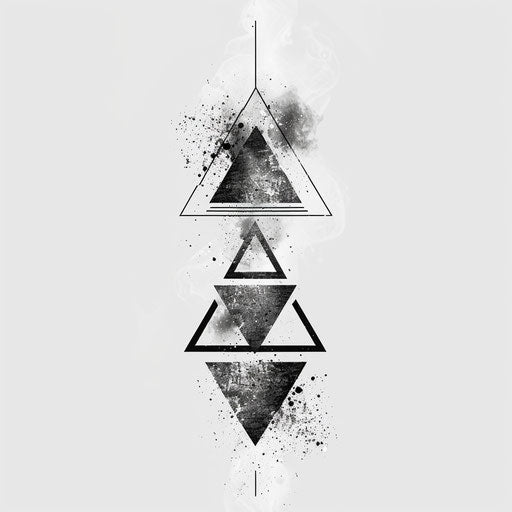 Minimalist geometric tattoo artwork with interlocking triangles and hexagons