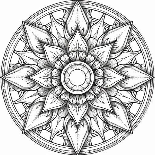 Detailed mandala with sun motif at the center