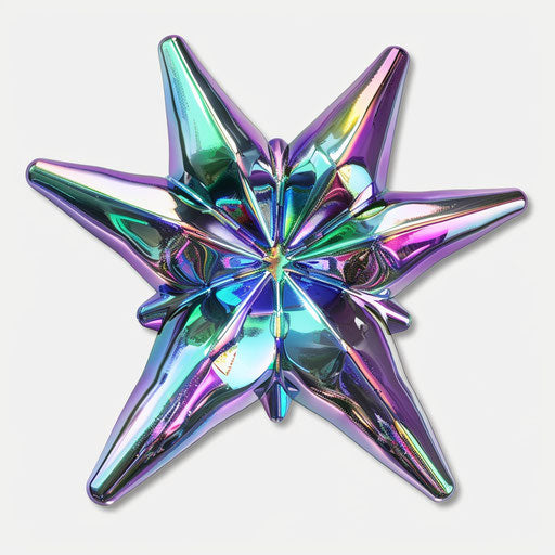 Blue and purple star on transparent background in light silver and aquamarine style