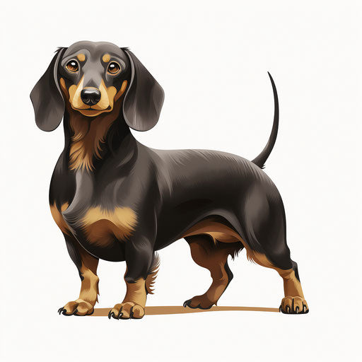 Dachshund illustration in Minimalist style, on white background