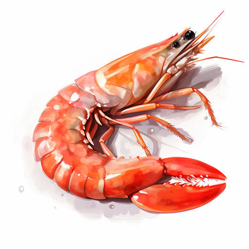 Shrimp clipart in the style of oil painting