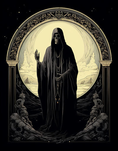 Death image in the style of paper cut-outs