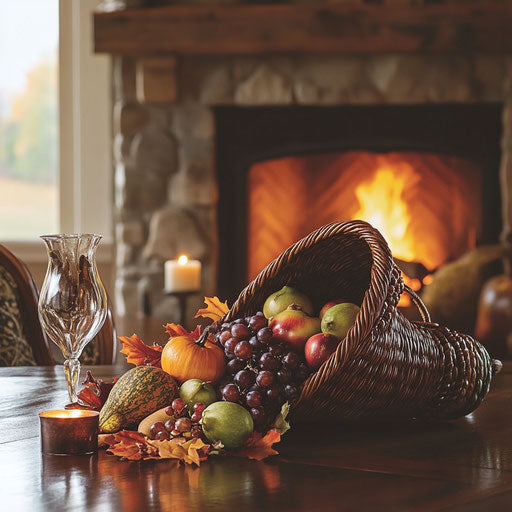 Abundance of Fall Produce in Cozy Dining Room