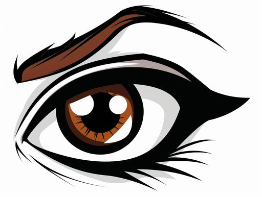 Brown eye with corner eyelid on white background