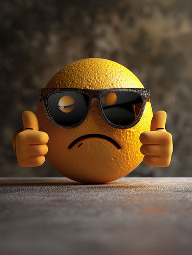 Emoji with sunglasses giving a thumbs up and thumbs down