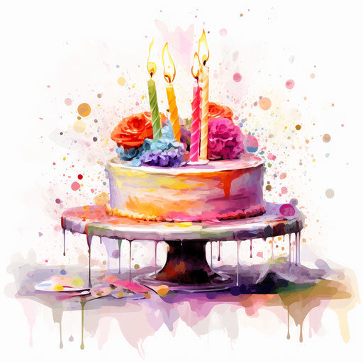 Happy birthday clipart in Impressionistic Art style