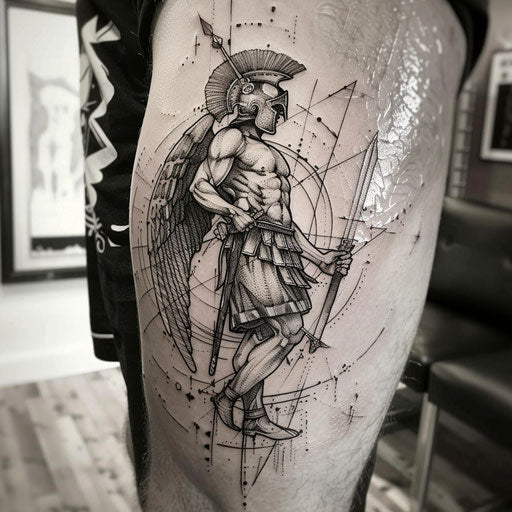 Tattoo symbols with heroic elements, in the style of Glenn Fabry