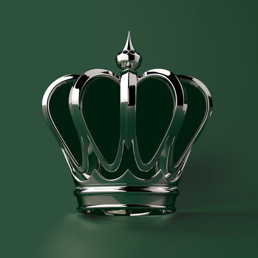 Crown logo in green and silver on minimalist background