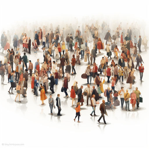 Crowd clipart in the style of Oil painting, on a white background