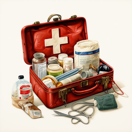 First aid illustration in the style of oil painting, on white background
