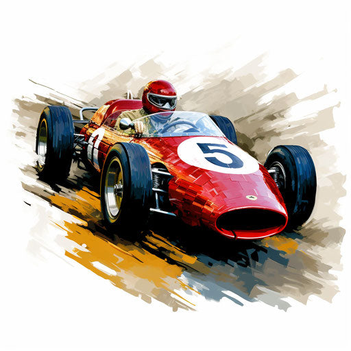 Race car clipart in the style of Oil painting, on a white background