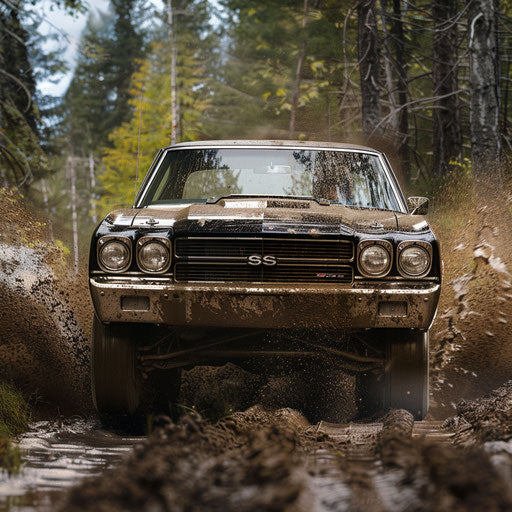 Chevrolet Chevelle SS 1969 jump in forest rally