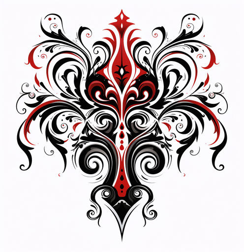Tribal motif on white background, gothic revival style, abstract form