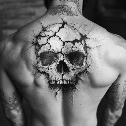 Men's skull tattoos: skull crumbling into dust