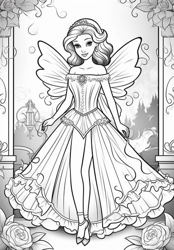 Barbie fairy coloring pages for kids