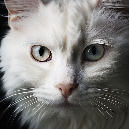 White cat closeup of the face