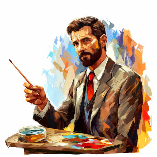 Illustration of a manager in oil painting style