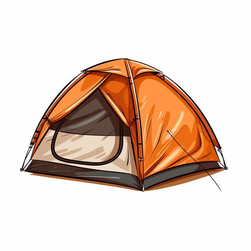 Minimalist tent illustration on white background