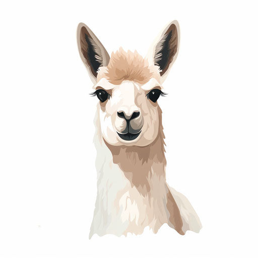 Minimalist lama on white background
