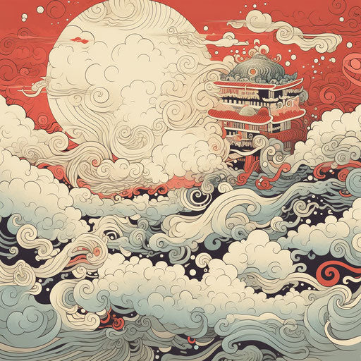 Oriental Clouds in Whimsical Style, Poignant Symbolism