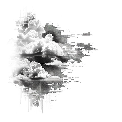 Futuristic cloud tattoo stencil with digital elements