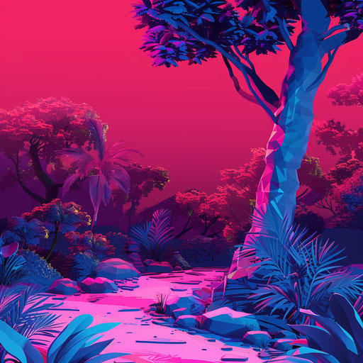 Natural clipart on flat, bright magenta background