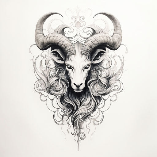 Capricorn tattoo on white paper