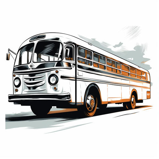 Illustration of bus in the style of Chiaroscuro Art, on white background
