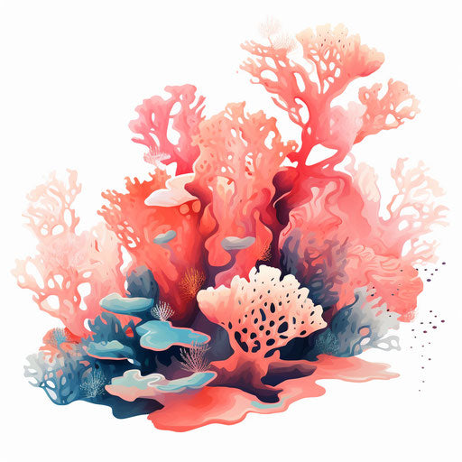 Coral clipart in the style of Impressionistic Art, on a white background