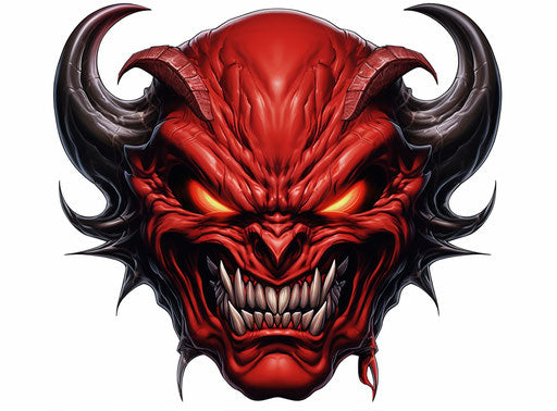 Demon logo: retro rock, iconic album covers style