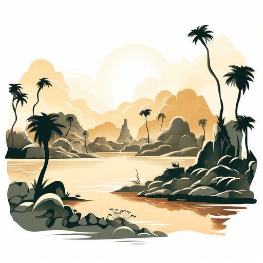 Land clipart in the style of Chiaroscuro Art, on a white background