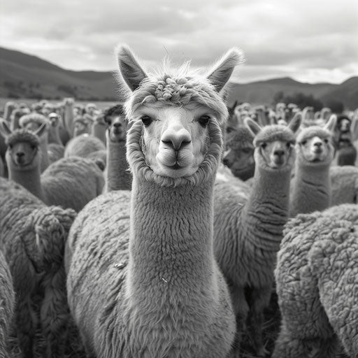 The alpaca guarding the herd, protective instinct and leadership