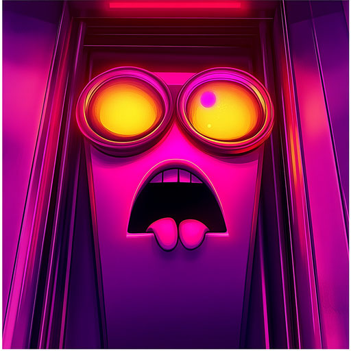 Humorous caricature of an elevator caricature with exaggerated human characteristics