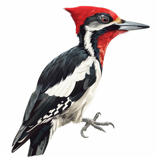 Realistic woodpecker illustration on white background