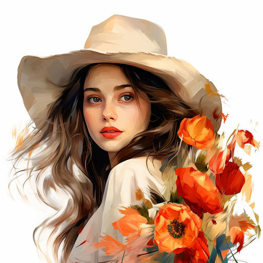 Illustration in Oil painting style on white background