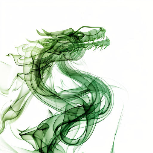 Ethereal green smoke shaped as tattoo on white background