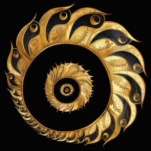 Elegant flat tattoo sketch of a golden spiral