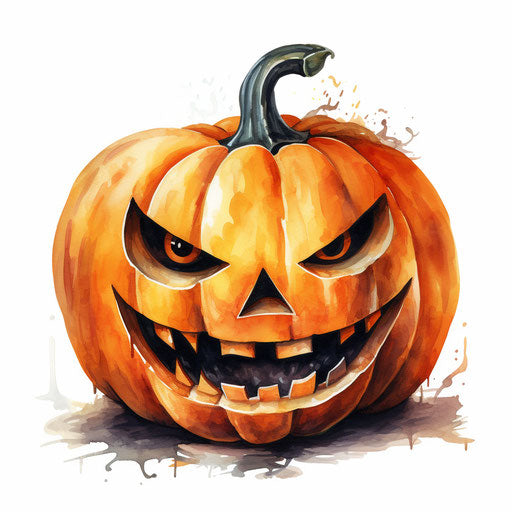Jack o lantern clipart in the style of Oil painting, on a white background