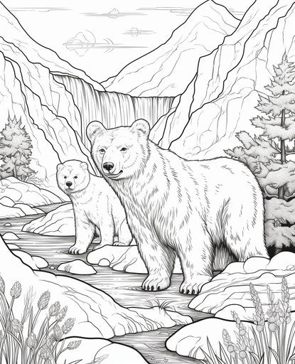 Polar bears and their cubs in the wild
