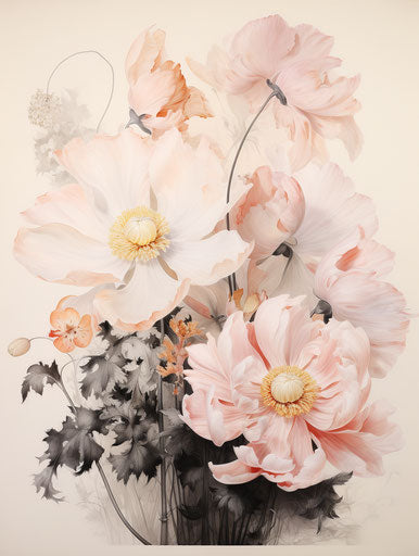 Islamic flower in Arabic, light pink and black, light brown and silver, marble