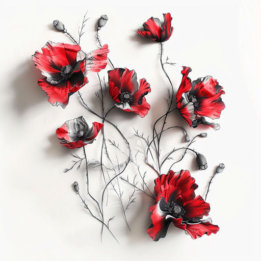 Modern poppy tattoo concept with a 3D effect