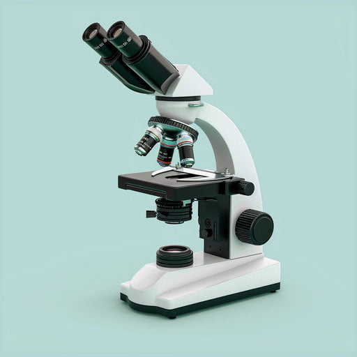 Realistic microscope clipart on flat, serene aqua background